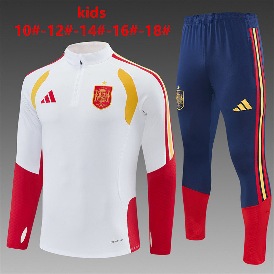 Kids Spain 26/27 Tracksuit - White/Red